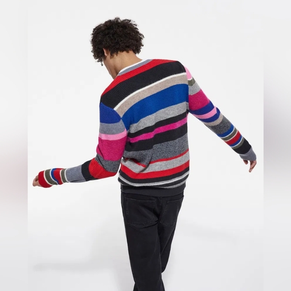 NWOT THE KOOPLES Multicolored Striped Wool Blend Crew-neck Ribbed Sweater Size M - Picture 13 of 15